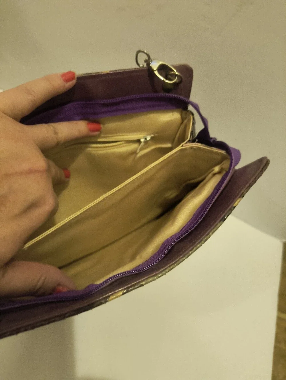 Vintage Multi-Tone Python Print Leather Crossbody / Clutch Bag